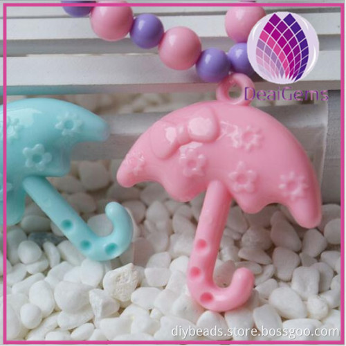 acrylic loose beads, DIY beaded umbrella designed cute spacer beads for children warm pink and blue